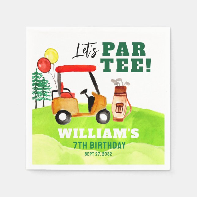 Golf Par-tee Swing By Boy Kids Birthday Napkins (Front)