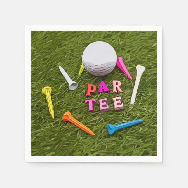 Golf Par Tee with colorful tee party Napkins (Front)