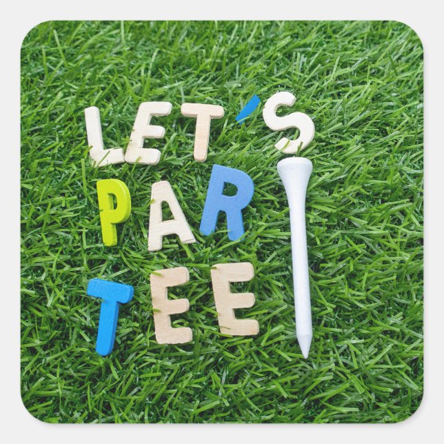 Golf Par Tee with tee on green golfer party Square Sticker (Front)