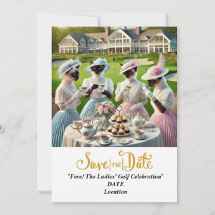 Golf Par tee Woman golfer party save the date Invitation