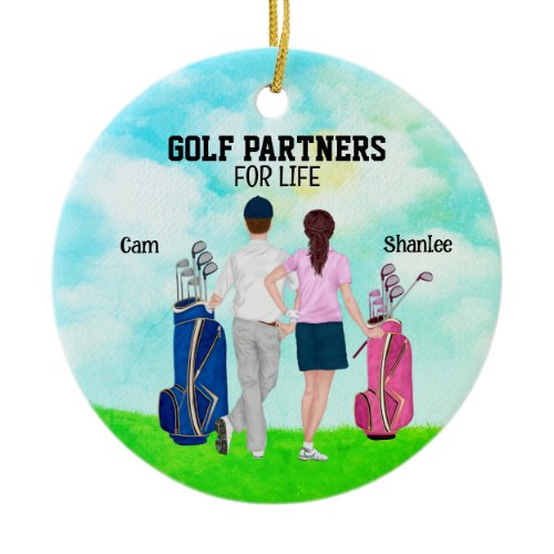 Golf Partners for life custom name Ceramic Ornament