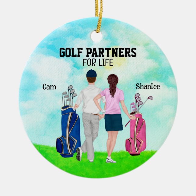 Golf Partners for life custom name Ceramic Ornament (Front)