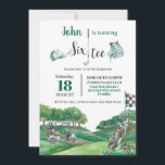 Golf Party 60th Birthday Turning Sixty   Invitation<br><div class="desc">Personalize this awesome golf party invitation with your own wording and party details easily and quickly, simply press the customize it button to further re-arrange and format the style and placement of the text. All text is editable. Great for any age! Matching items available in store! (c) The Happy Cat...</div>