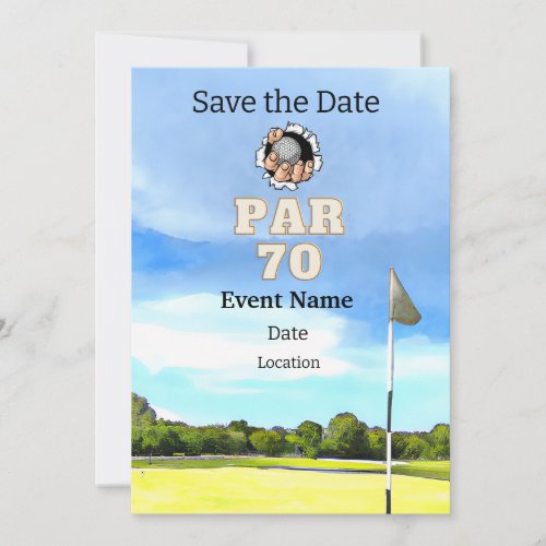 Golf Party  70th Birthday Save the Date for golfer Invitation