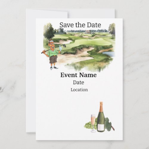 Golf Party  80th Birthday Save the Date for golfer Invitation