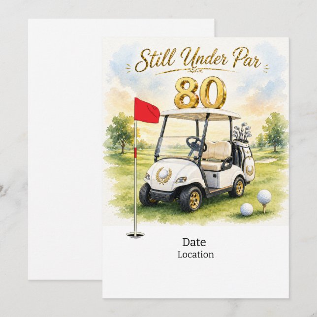 Golf Party  80th Birthday Save the Date for golfer Invitation (Front/Back)