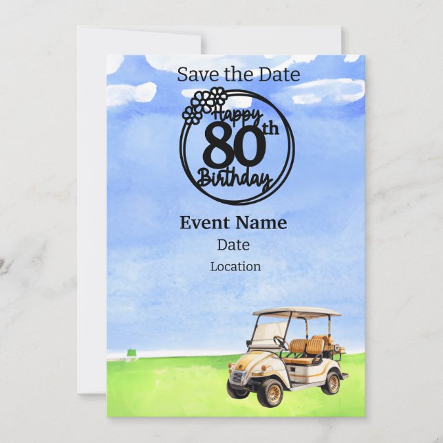 Golf Party  80th Birthday Save the Date for golfer Invitation (Front)