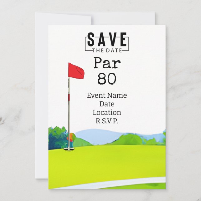 Golf Party  80th Birthday Save the Date for golfer Invitation (Front)