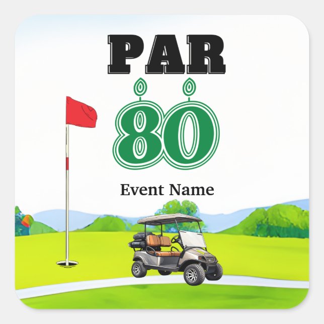 Golf Party  80th Birthday  Square Sticker (Front)
