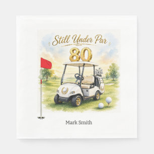 Golf Party 80th Birthday with golf cart on green Napkins