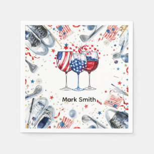 Golf Party American themed Wine Red white Blue Napkins