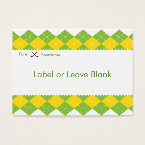Customizable Golf Party Argyle Preppy Business Card Templates