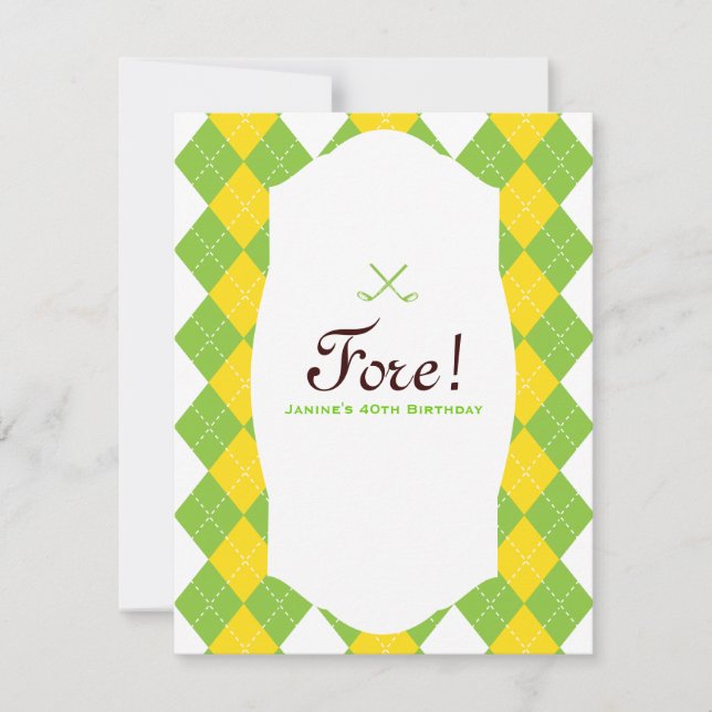 Golf Party Argyle Preppy Invitation (Front)