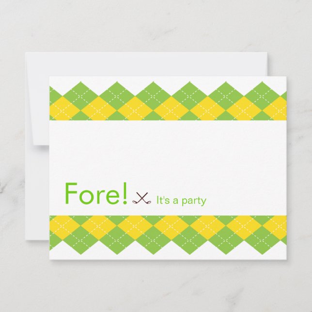 Golf Party Argyle Preppy Party Invitation (Front)