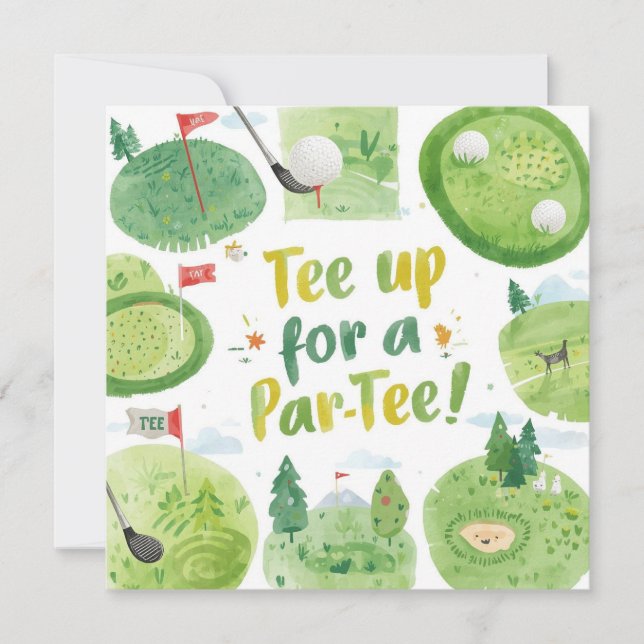 Golf  party funny saying tee up for par tee invitation (Front)