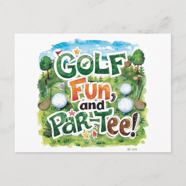 Golf  party funny saying tee up for par tee postcard (Front)
