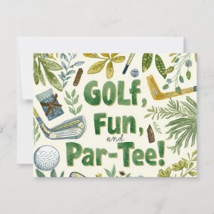 Golf party funny saying tee up for par tee postcard