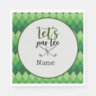 Golf Party Green Argyle Napkins
