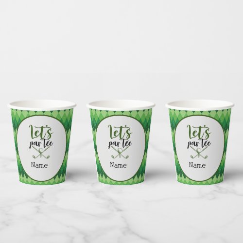 Golf Party Green Argyle Paper Cups