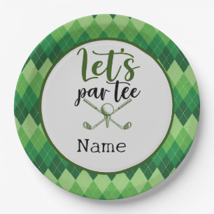 Golf Party Green Argyle Paper Plates