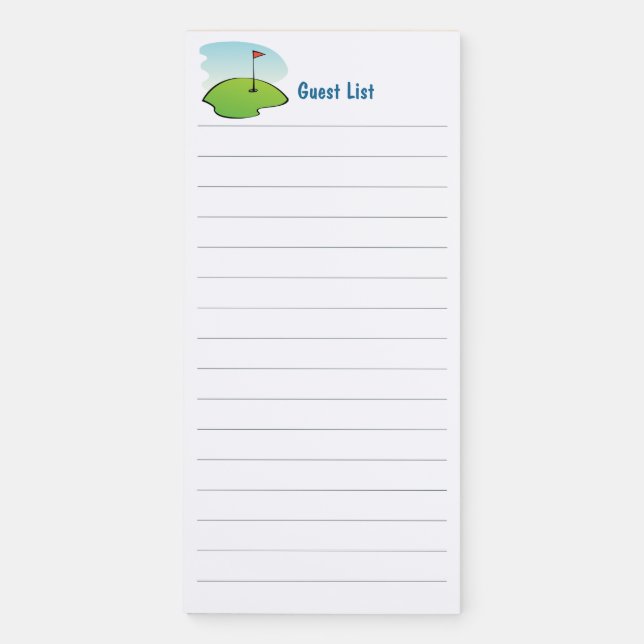 Golf Party Guest List Magnetic Notepad (Front)