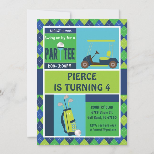 Golf Party Invitation - Golf Birthday Personalized (Front)
