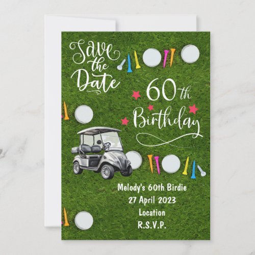 Golf Party invitation Save the Date 60th Birthday