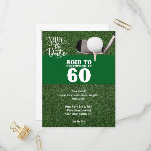 Golf Party invitation Save the Date 60th Birthday Postcard