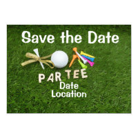 Golf Party Invitation with golf ball and tee