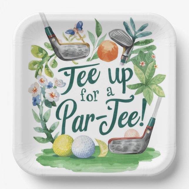 Golf party themed for golfer paper plates (Front)