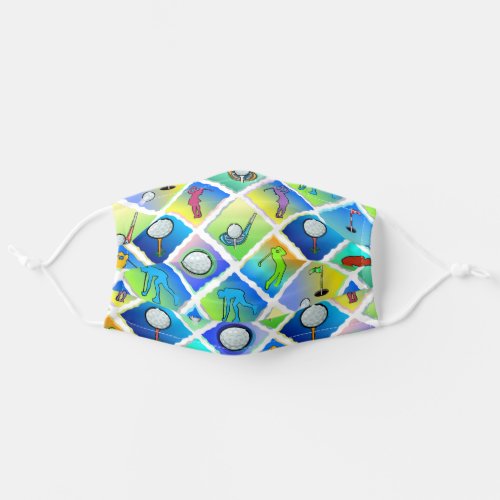 Golf Pattern Blue Green Adult Cloth Face Mask