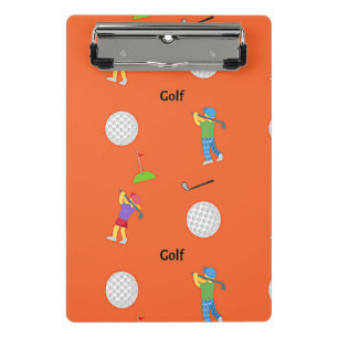 Golf pattern on orange mini clipboard