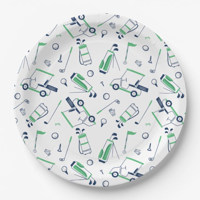 Golf Pattern Paper Plates (Front)