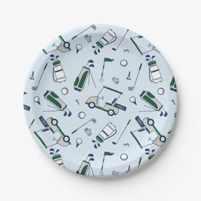 Golf Pattern Paper Plates (Front)