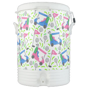 Golf Pattern Preppy Pink Green Blue Beverage Cooler