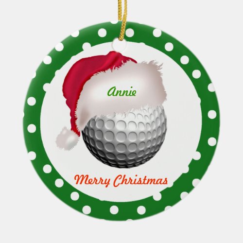 Golf personalize ornament Santa Ball