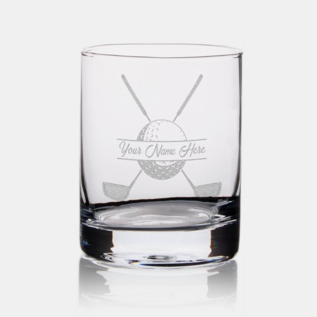 Golf Personalized Custom Golfer Name Etched Rocks Glass (Glassware)