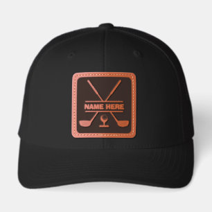 Golf Personalized Custom Golfer Name Leather Patch Hat