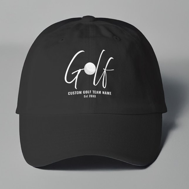Golf Personalized Golfer Black & White Dad Hat (Golf Personalized Golfer Black & White Dad Hat with two customizable lines of text.)