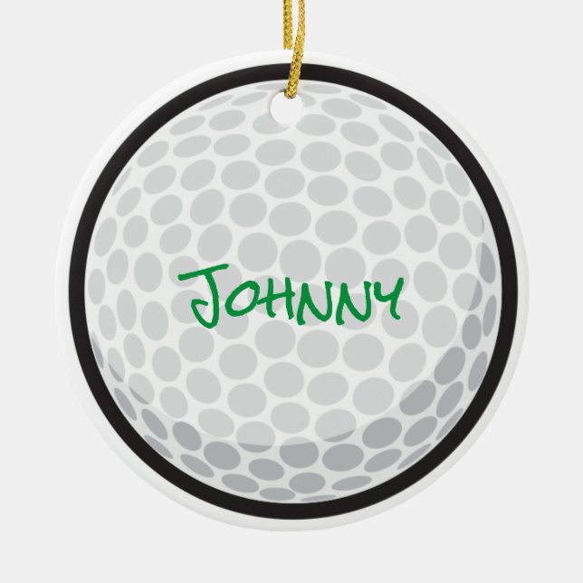 Golf Personalized Name Team Year White Ceramic Ornament (Front)