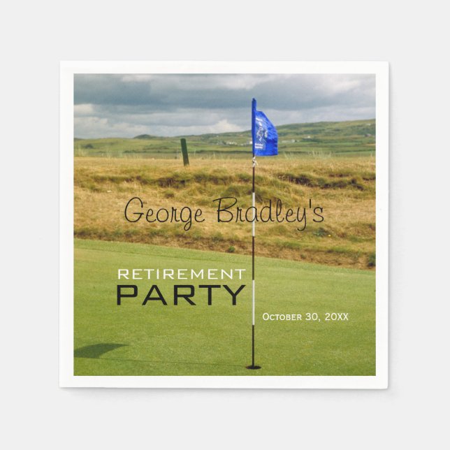 Golf Personalized Retirement Party Paper Napkin (Front)