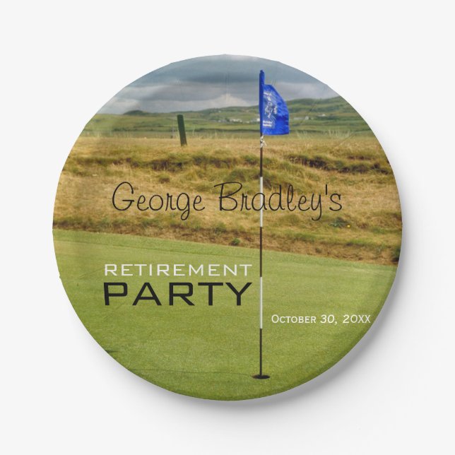 Golf Personalized Retirement Party Paper Plate (Front)
