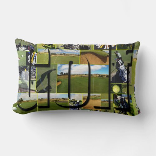 Golf Photo Collage And Logo Lumbar Pillow