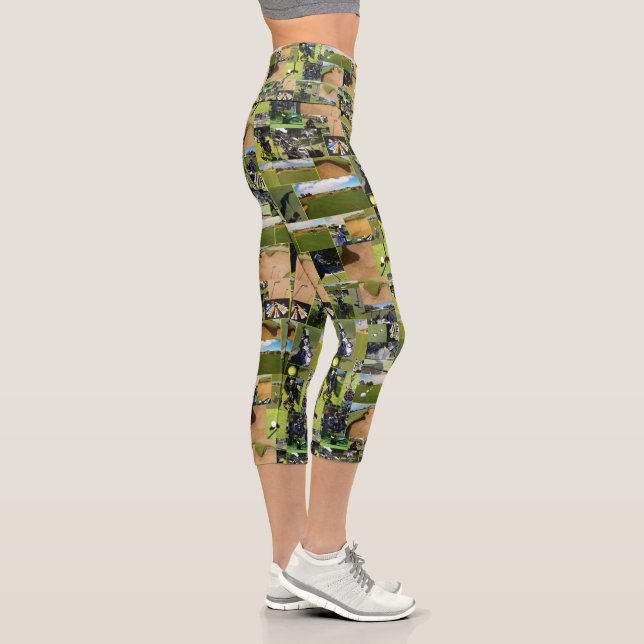 Golf Photo Collage Capri Leggings, Leggings (Right)