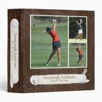 Golf Photo Collage Dark Wood Binder