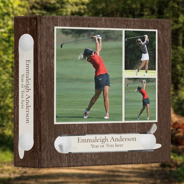 Golf Photo Collage Dark Wood Binder (Creator Uploaded)