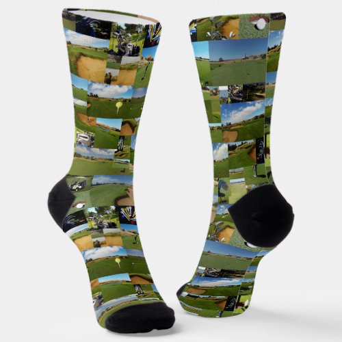 Golf Photo Collage Full Print Crew Socks
