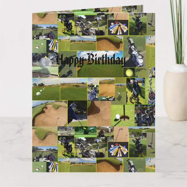 Golf Photo Collage, Funny Big Birthday Card (Front)