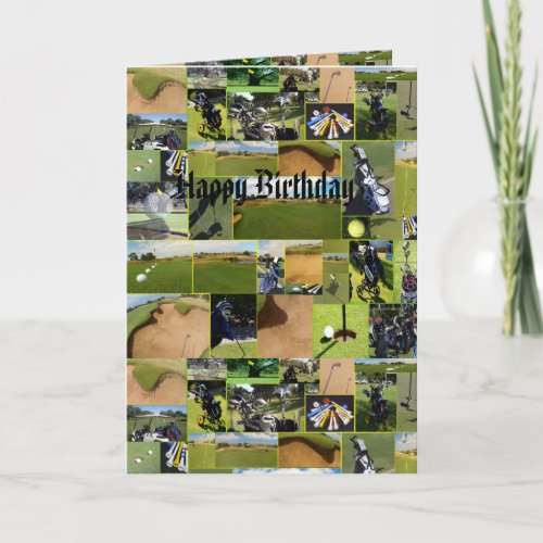 Golf Photo Collage Funny Birthday Card