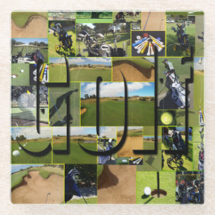 Golf Photo Collage, Glass Coaster
